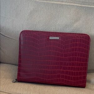 Burgundy Croc-Embossed Home Office Planner Folio